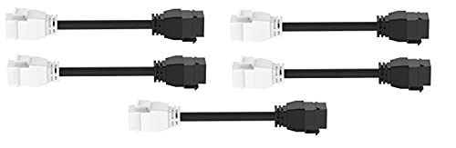 RiteAV - HDMI Female-Female Pigtail Extension Cable Coupler Keystone Dongle Jack Black/White (5 Pack)