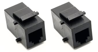 RiteAV Black RJ11/RJ12 Phone Keystone Jack Female to Female (2 Pack)