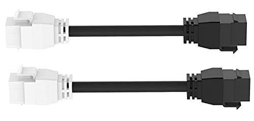 RiteAV - HDMI Female-Female Pigtail Extension Cable Coupler Keystone Dongle Jack, Black/White (2 Pack)