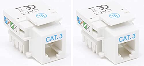 RiteAV RJ11 (Cat3) Keystone Jack White Punchdown (2 Pack)