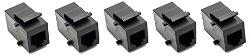 RiteAV Black RJ11/RJ12 Phone Keystone Jack Female to Female (5 Pack)