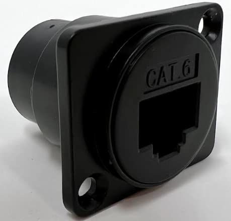 RiteAV Cat 6 D Series Heavy Duty Chassis Panel Mount Connector Pass Through Solderless Bulkhead Coupler, Black Metal Housing