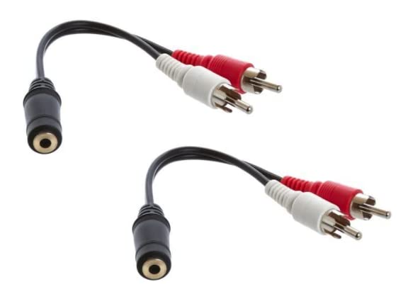 RiteAV 3.5mm Female to RCA Male - 6 inch (Y-Cable) (2 Pack)