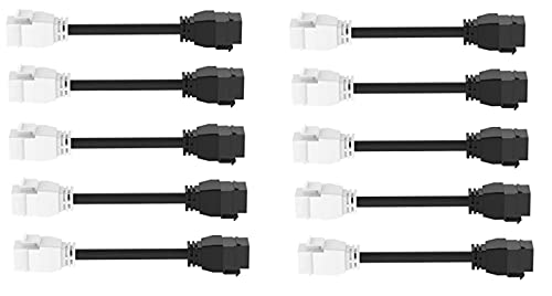 RiteAV - HDMI Female-Female Pigtail Extension Cable Coupler Keystone Dongle Jack Black/White (10 Pack)