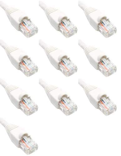 3 Feet Cat6 Slim Ethernet Network Patch Cables White RJ45 m/m (10 Pack)