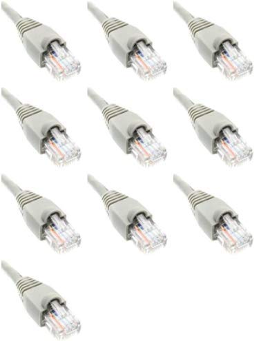 1 Foot Cat6 Slim Ethernet Network Patch Cables Gray RJ45 m/m (10 Pack)