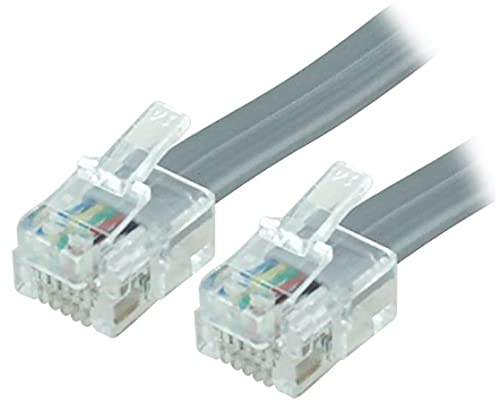 RiteAV - 0.33 Feet (4 Inches) RJ12/M to RJ12/M 6P6C Straight for Data Phone Line Cord - Gray