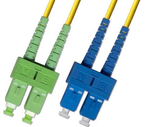 2M Singlemode Duplex Fiber Optic Cable (9/125) - SC/APC to SC/UPC