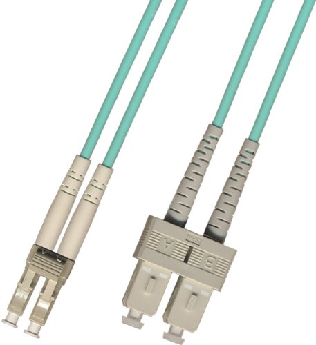 0.3 Meter (1FT) - Multimode Duplex 10 Gigabit (10Gb) OM3 Fiber Optic Cable (50/125) - LC to SC - Aqua