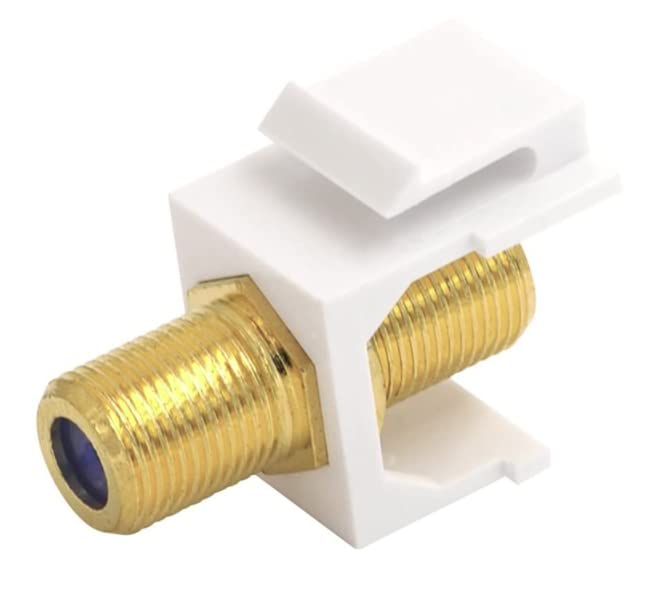 RiteAV Gold-plated 3GHz RG6 RG59 F-Type Coax Keystone Adapter Coupler Female to Female - White (1 Pack)