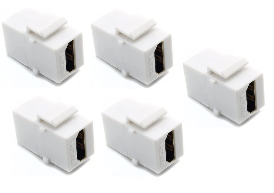 RiteAV HDMI 2.0 White Keystone Adapter Coupler Female to Female (5 Pack)