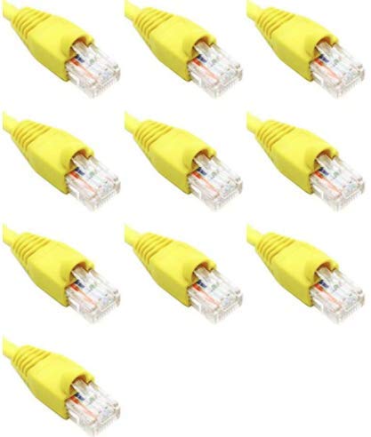 14 Feet Cat6 Ethernet Network Patch Cables Yellow RJ45 m/m (10 Pack)