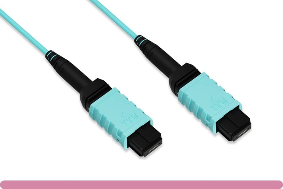 RiteAV - MPO Female to MPO Female OM4 Multi-Mode 12 Strand Fiber Optic Trunk Cable (Type A) 10 Gb/s, 40 Gb/s, and 100 Gb/s… (15 Meter 50 Feet)