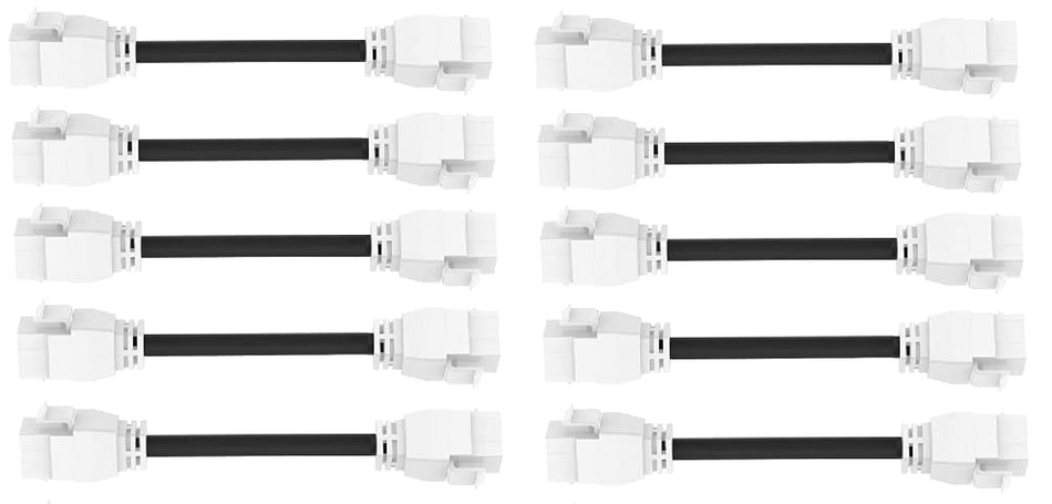RiteAV - HDMI Female-Female Pigtail Extension Cable Coupler Keystone Dongle Jack White/White (10 Pack)
