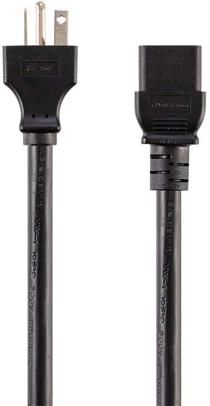 Monoprice Heavy Duty Extension Cord - 10 Feet - Black | NEMA 6-20P to IEC 60320 C19, 12AWG, 20A, 125V, for High-Performance Computers and Network Devices