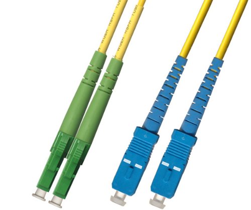 1M Singlemode Duplex Fiber Optic Cable (9/125) - LC/APC to SC/UPC