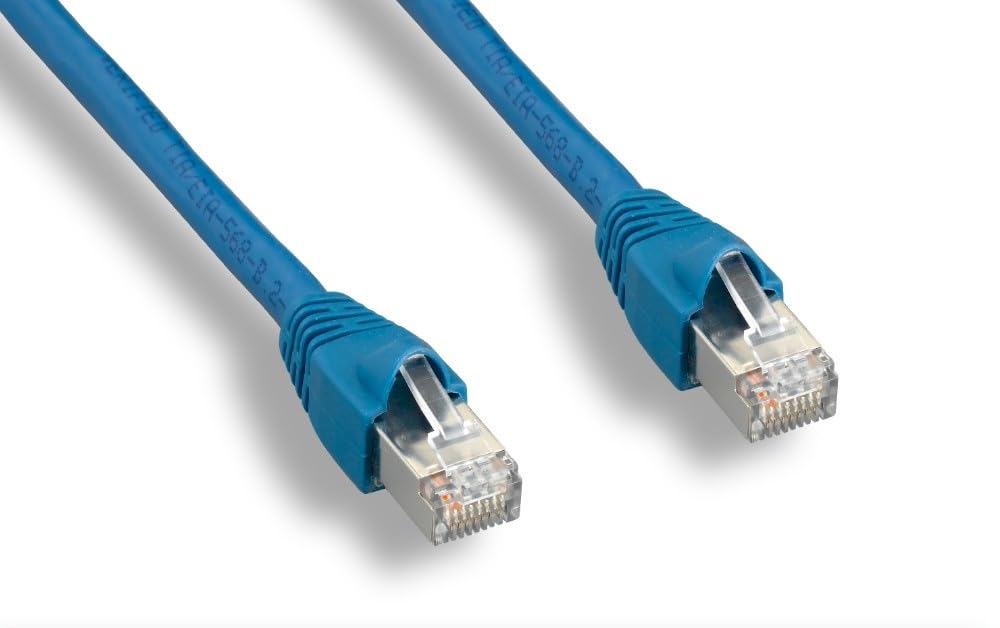 0.5 Ft (0.5ft) Cat6A STP (Shielded) Ethernet Internet Network Patch Cable Ultra Blue w/Ultra Boot RJ45 m/m 10/100/1000 10GB Gigabit (10 Pack)