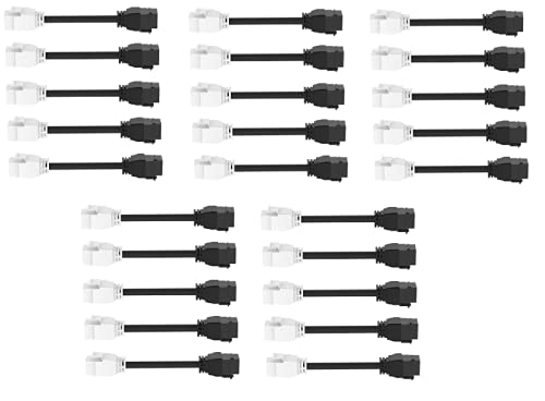 RiteAV - HDMI Female-Female Pigtail Extension Cable Coupler Keystone Dongle Jack Black/White (25 Pack)