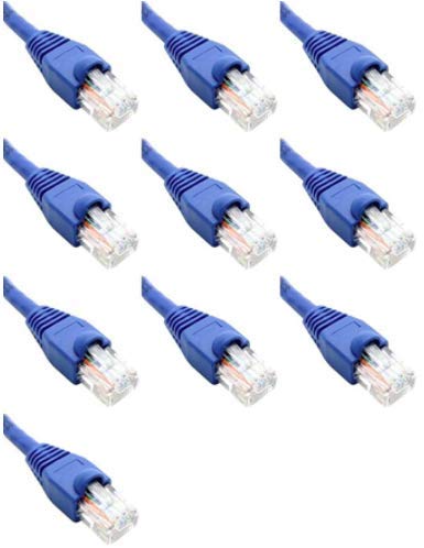 25 Feet Cat6 Slim Ethernet Network Patch Cables Blue RJ45 m/m (10 Pack)