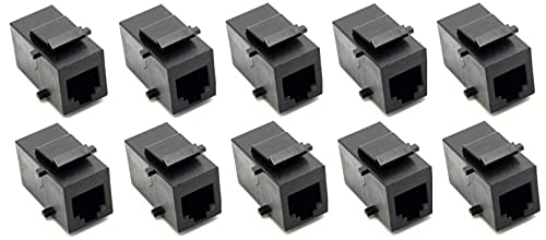 RiteAV Black RJ11/RJ12 Phone Keystone Jack Female to Female (10 Pack)