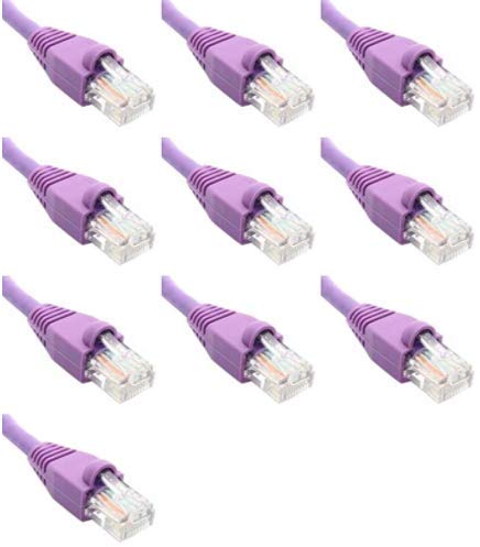 50 Feet Cat6 Slim Ethernet Network Patch Cables Purple RJ45 m/m (10 Pack)