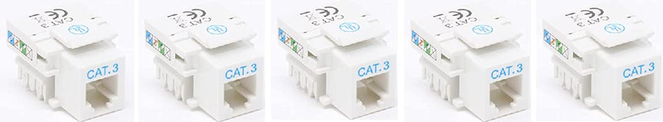 RiteAV RJ11 (Cat3) Keystone Jack White Punchdown (5 Pack)