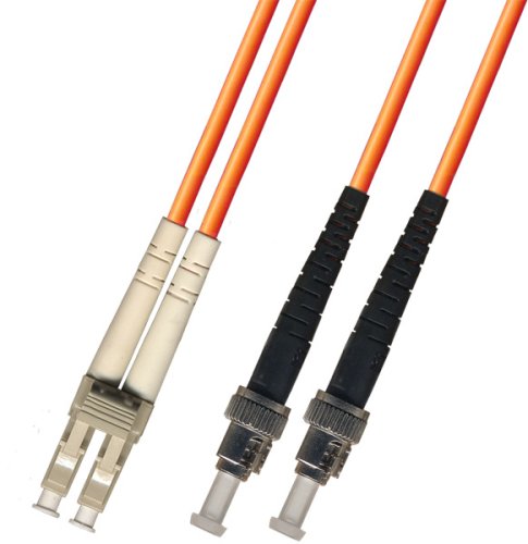 0.3 Meter (1 Foot) Multimode Duplex Fiber Optic Cable (50/125) - LC to ST - Orange