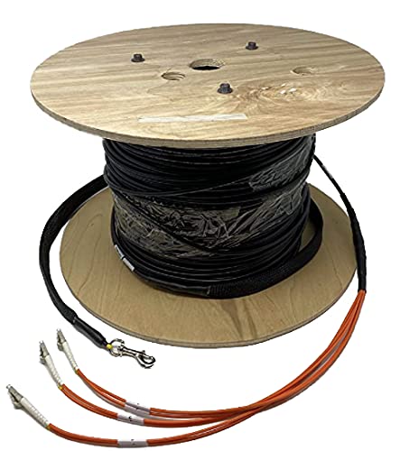 RiteAV - Direct Burial/Outdoor LC-LC 6 Strand Fiber Optic Cable - Multimode (50/125) with Pulling Eye Kits Installed on Both Ends - 500 Feet