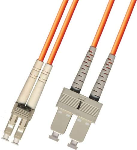 0.3 Meter (1 Foot) Multimode Duplex Fiber Optic Cable (50/125) - LC to SC - Orange