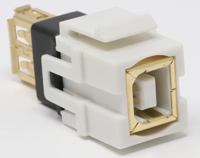 RiteAV USB-B-A Keystone Jack Coupler 2.0 White Female/Female