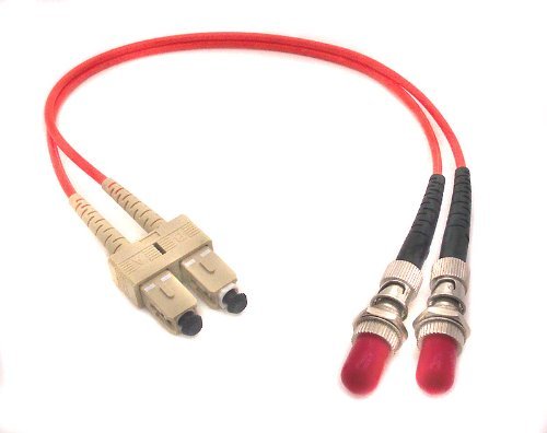 1 Foot (0.3 Meter) Fiber Optic Adapter Cable SC (Male) to ST (Female) Multimode 62.5/125 Duplex