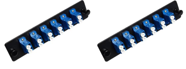 RiteAV LGX Footprint LC Adapter Panel, 6 Ports, Loaded w/6 LC Duplex Singlemode Adapters, Black (2 Pack)