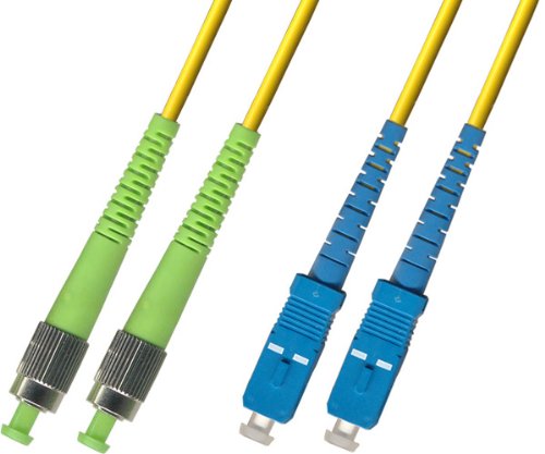 15M Singlemode Duplex Fiber Optic Cable (9/125) - FC/APC to SC/UPC