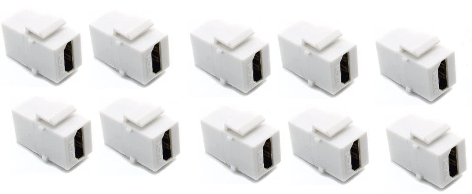 RiteAV HDMI 2.0 White Keystone Adapter Coupler Female to Female (10 Pack)
