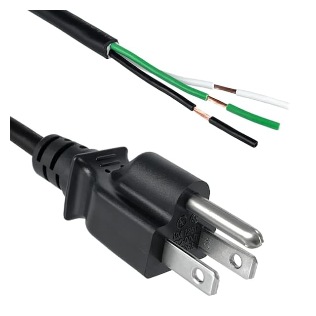 RiteAV - 6ft 14 Gauge 3 Prong Heavy Duty Replacement Power Supply Cord Cable 110V 115V 120V Pigtail for Universal AC Appliance, NEMA 5-15 Plug US SJT 14AWG (15A) (10)