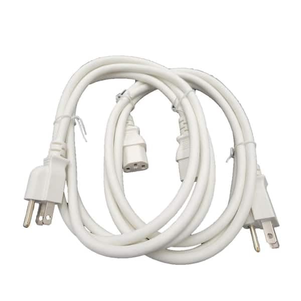 RiteAV - Computer Monitor TV Replacement Power Cord, 6', White (2-PACK)
