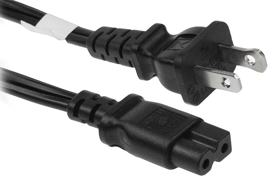 RiteAV - 15 Feet 18 AWG 2-Slot Polarized Power Cord IEC320C7 to NEMA 1-15P