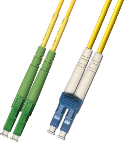 1M Singlemode Duplex Fiber Optic Cable (9/125) - LC/APC to LC/UPC