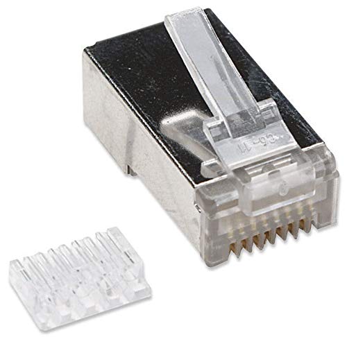 CAT6 Stranded Crimp Connector RJ45 Plug Ends w/Insert, Shielded 100 Pack