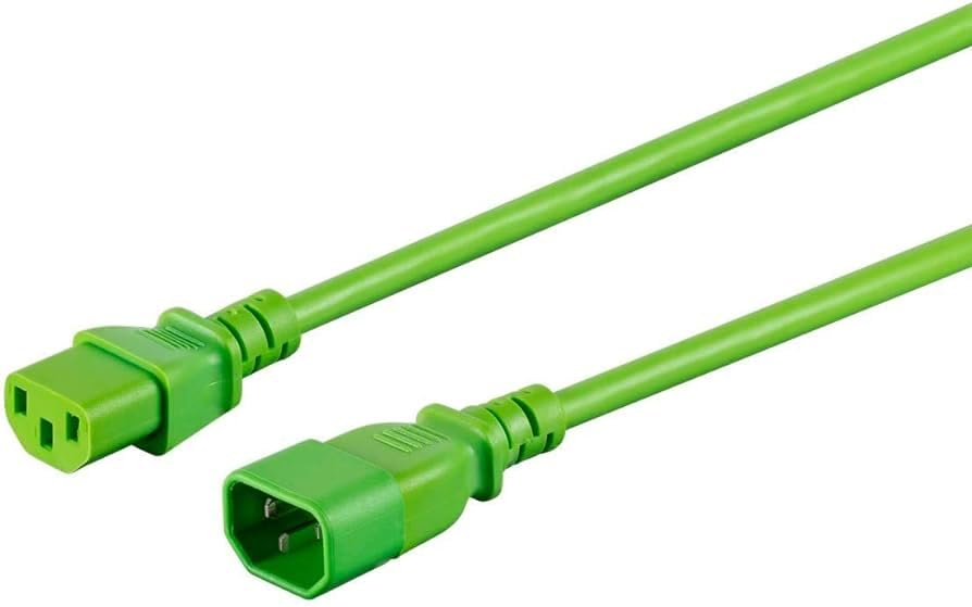 Monoprice 3-Prong Power Cord - 6 Feet - Green, NEMA 5-15P to IEC 60320 C13, 14AWG, 15A/1875W, 125V Works with Most PCs, Monitors, Scanners, & Printers