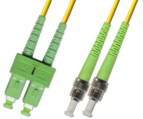 2M Singlemode Duplex Fiber Optic Cable (9/125) - SC/APC to ST/APC