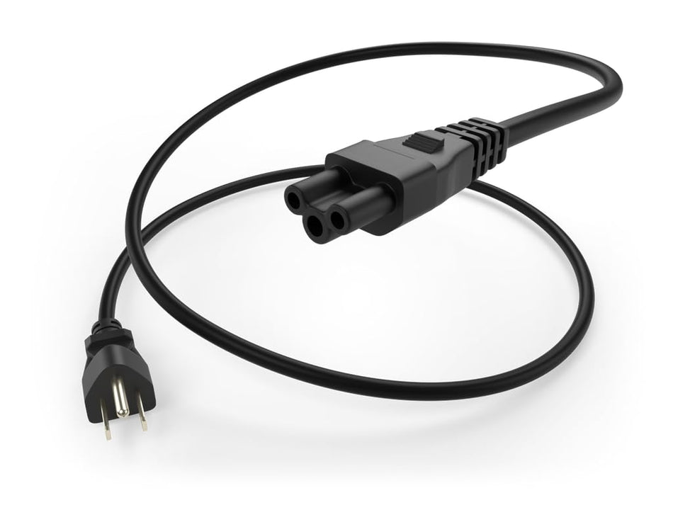 RiteAV - Short Power Notebook Cord 18AWG, 10Amp/1250W, NEMA 5-15P to IEC 60320 C5, 1ft (1 Foot) Black