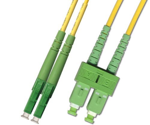 15M Singlemode Duplex Fiber Optic Cable (9/125) - LC/APC to SC/APC