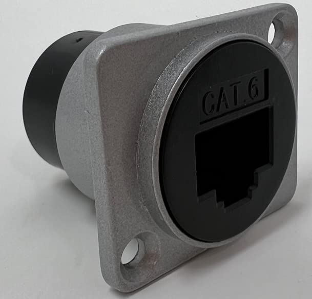 RiteAV Cat 6 D-Series Heavy Duty Chassis Panel Mount Connector Pass Through Solderless Bulkhead Coupler, Silver Metal Housing