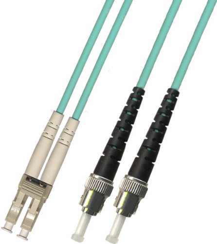0.3 Meter (1 Foot) 10Gb OM3 Multimode Duplex Fiber Optic Cable (50/125) - LC to ST - Aqua
