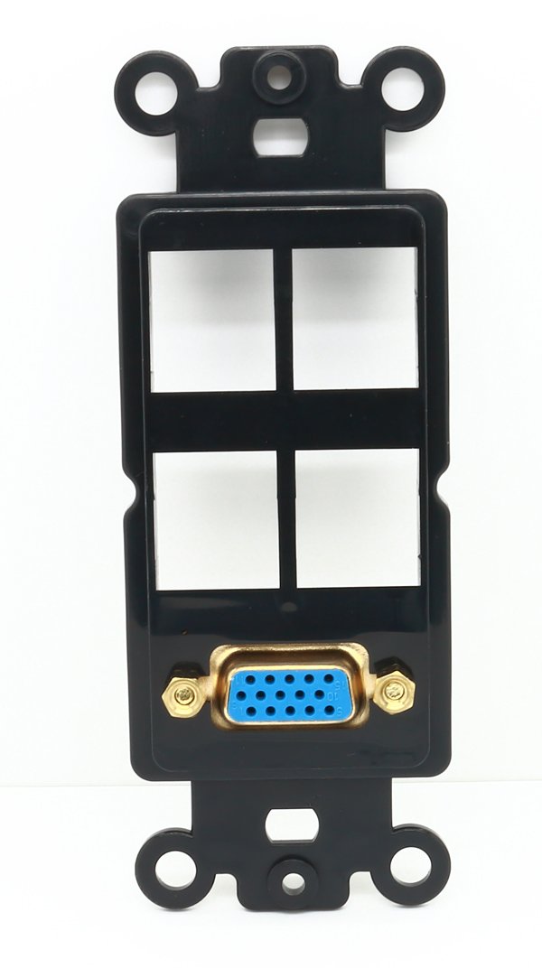 RiteAV Black SVGA+4 Blank Port Modular Insert for Keystone Jacks