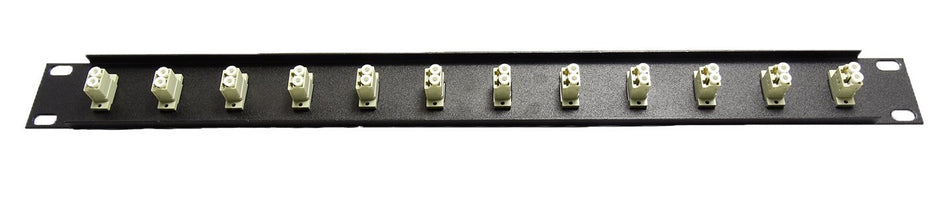 LC fiber patch panel (laddad 1u) 19 tum 12 Port Beige Couplers (Multimode)