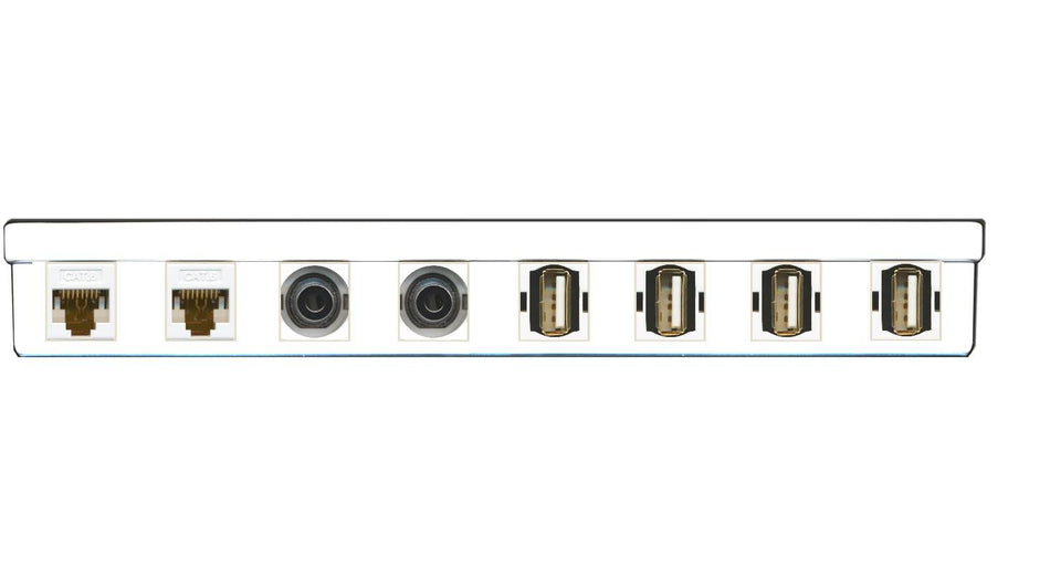 RiteAV - 2 Cat6 White 2 3.5mm 4 USB A-A Surface/Furniture Mount Box