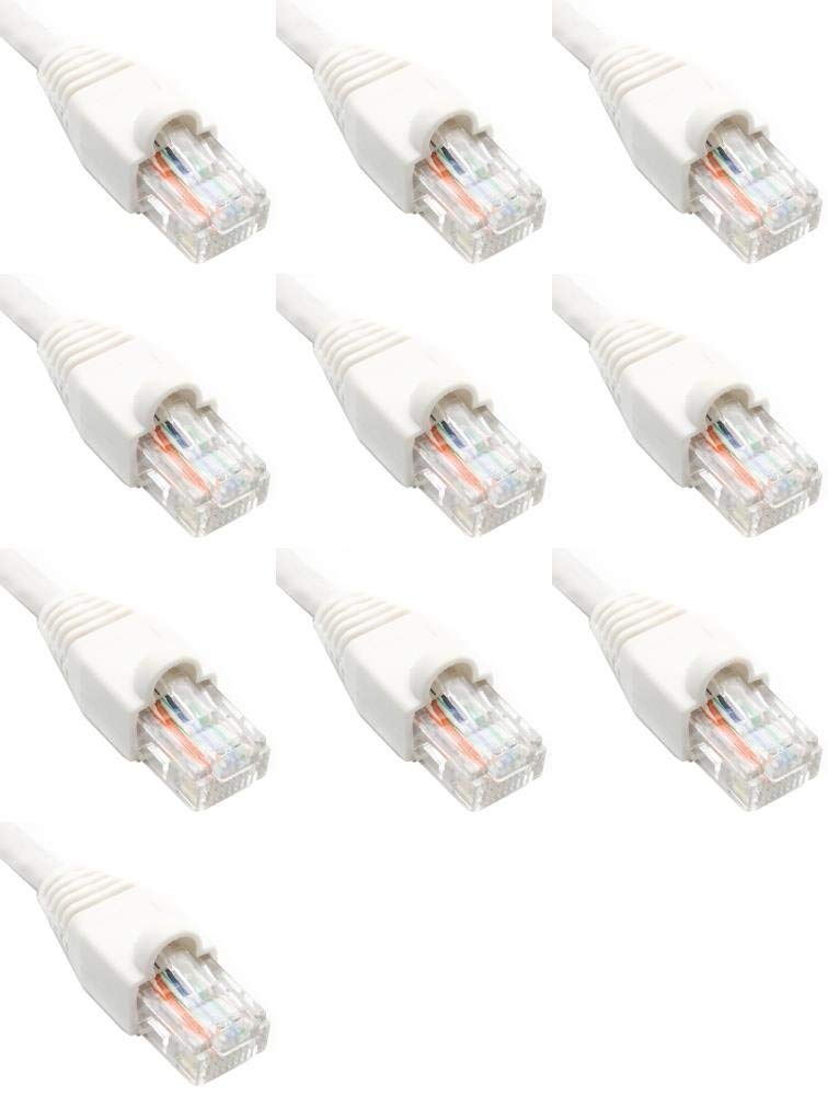 1 Foot Cat6 Slim Ethernet Network Patch Cables White RJ45 m/m (10 Pack)