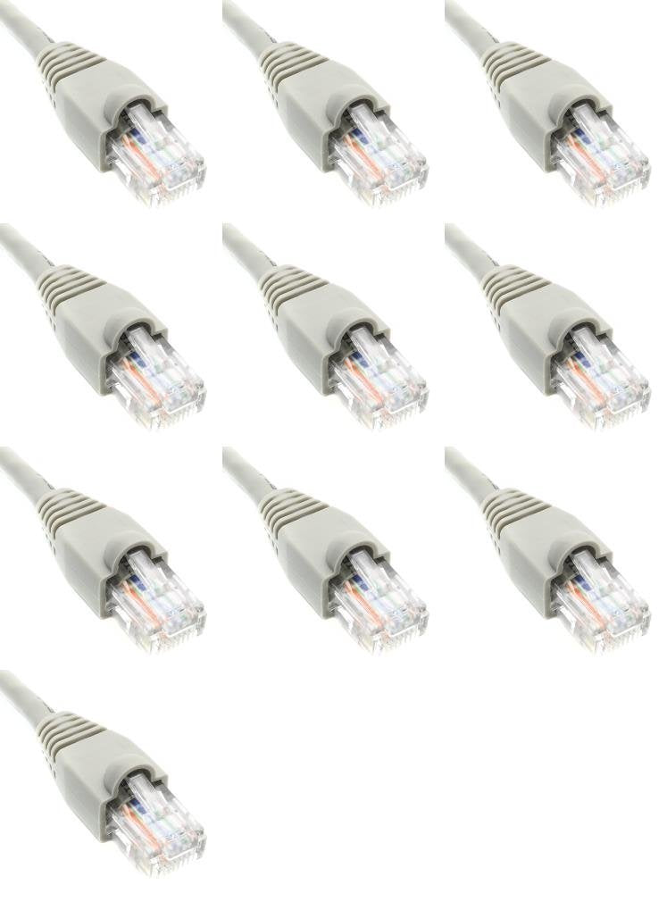 5 Feet Cat6 Slim Ethernet Network Patch Cables Gray RJ45 m/m (10 Pack)